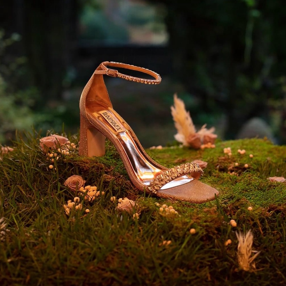 Badgley Mischka Harriet Open Toe Block Heel in Silver